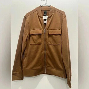 H&M Men's M Brown Bomber Jacket Comfort Knit with Pockets​​